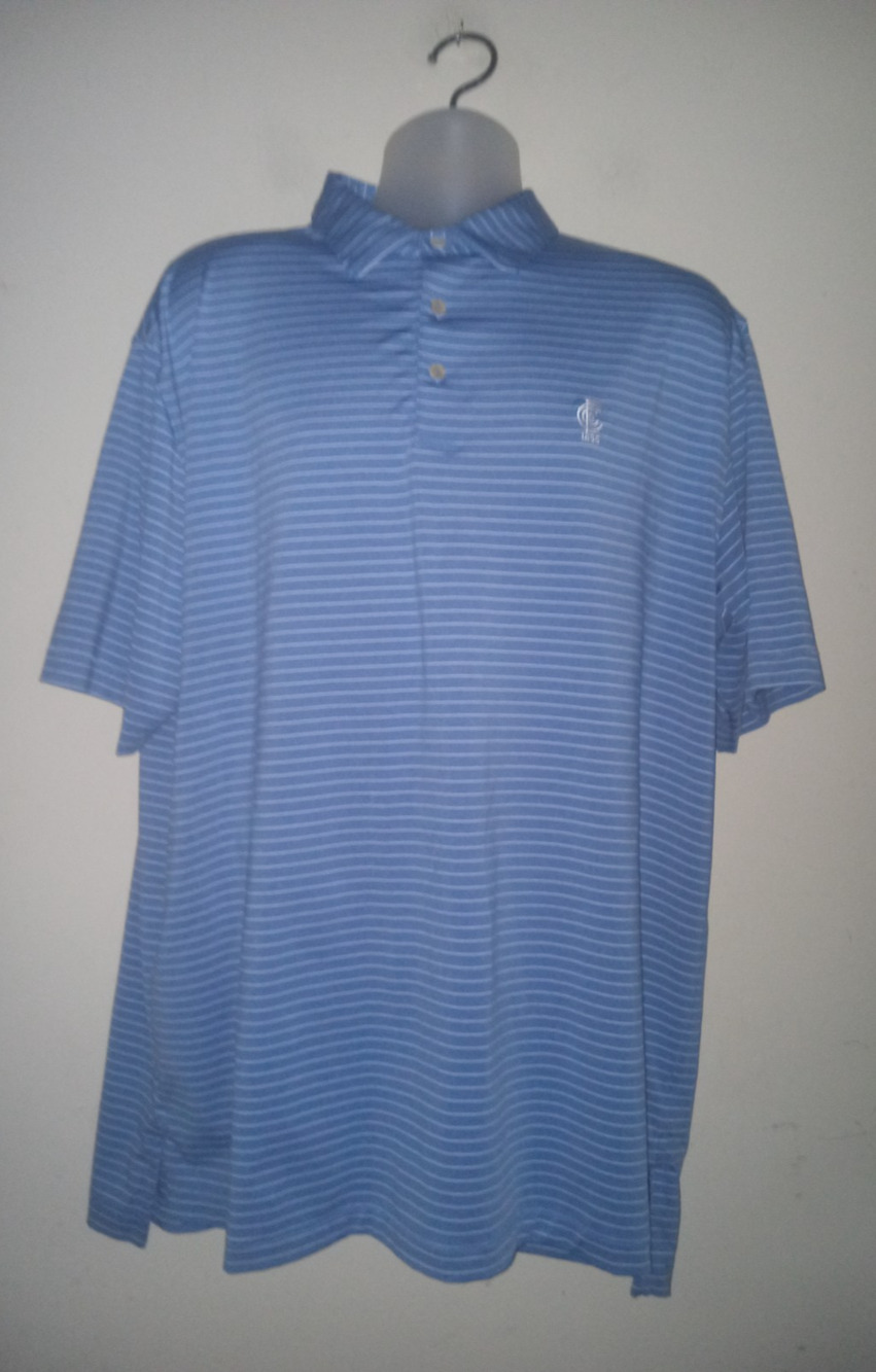 Peter Millar Men's Golf Polo XL Short Sleeve Shirt Summer Comfort Blue White